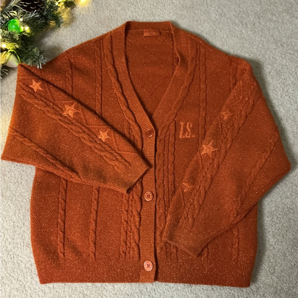 Taylor Swift Rust Cardigan with Star Details